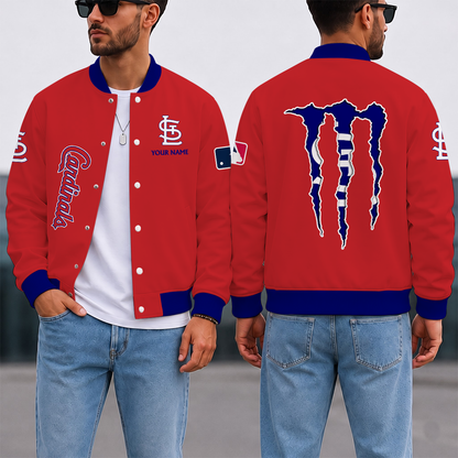 SPECIAL EDITION - NEW CUSTOMIZED MLB24 SLC ST. LOUIS CARDINALS SATIN VARSITY & BASEBALL JACKET