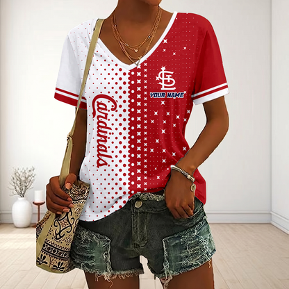 LIMITED EDITION - NEW CUSTOMIZED MLB24 SLC ST. LOUIS CARDINALS V-NECK FEMALE SHIRT