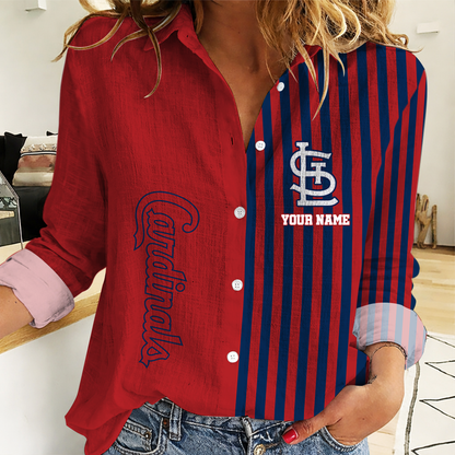 LIMITED EDITION - NEW CUSTOMIZED MLB24 SLC ST. LOUIS CARDINALS WOMEN CASUAL SHIRT