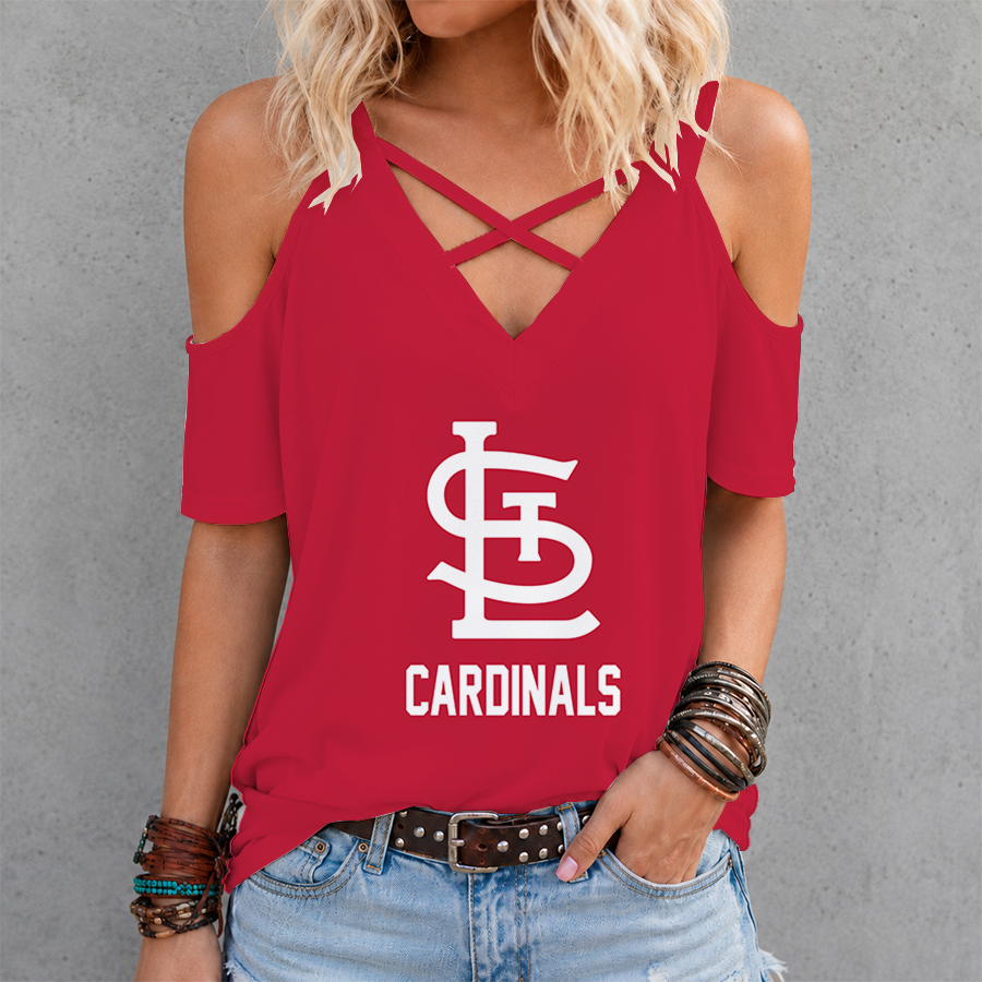 LIMITED EDITION - NEW CUSTOMIZED MLB24 SLC ST. LOUIS CARDINALS CRISS CROSS V-NECK TOP