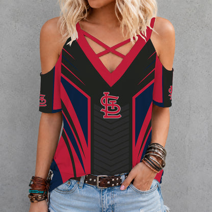 [FLASH SALE] NEW CUSTOMIZED MLB24 SLC ST. LOUIS CARDINALS CRISS CROSS V-NECK TOP