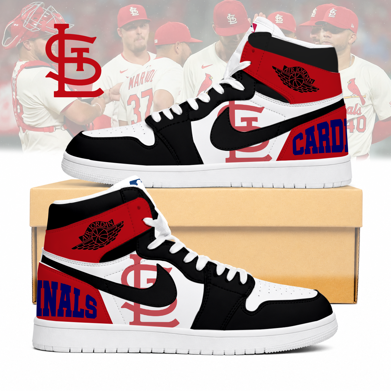 LIMITED EDITION - NEW CUSTOMIZED MLB24 SLC ST. LOUIS CARDINALS AIR JORDAN SNEAKERS