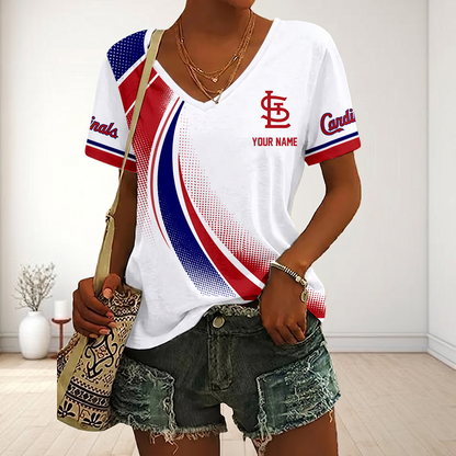 LIMITED EDITION - NEW CUSTOMIZED MLB24 SLC ST. LOUIS CARDINALS V-NECK FEMALE SHIRT