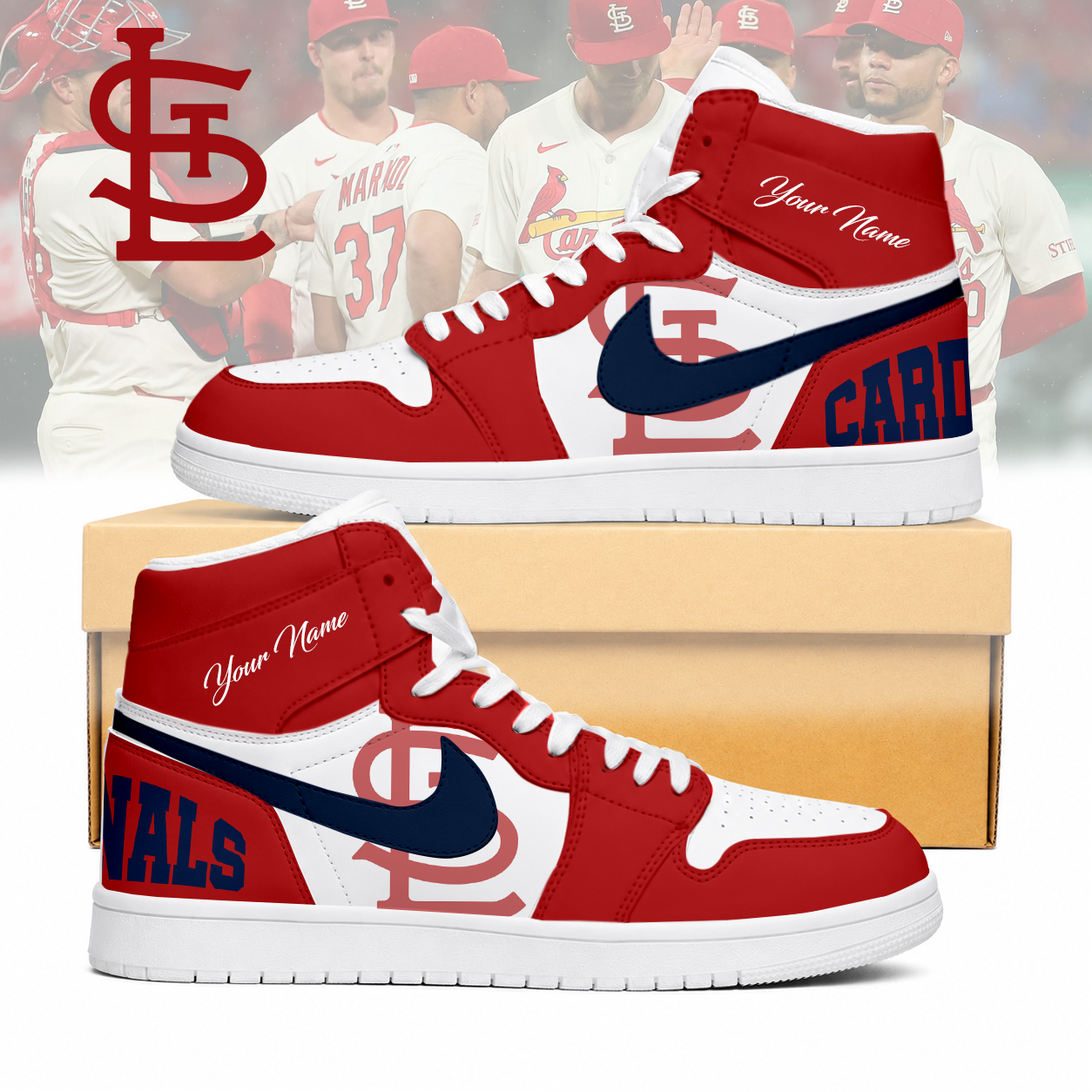 LIMITED EDITION - NEW CUSTOMIZED MLB24 SLC ST. LOUIS CARDINALS AIR JORDAN SNEAKERS