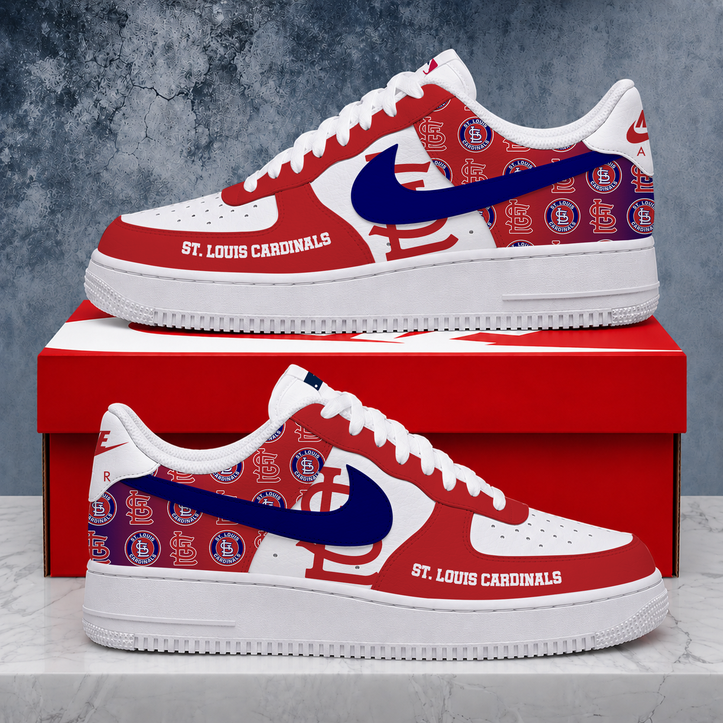 LIMITED EDITION - NEW CUSTOMIZED MLB24 SLC ST. LOUIS CARDINALS AF1 SHOES