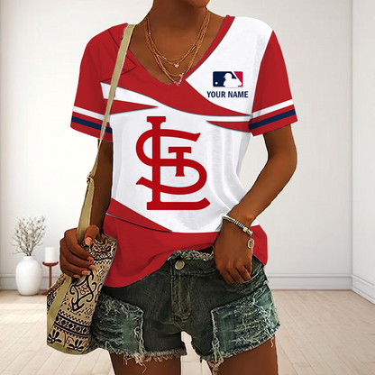 LIMITED EDITION - NEW CUSTOMIZED MLB24 SLC ST. LOUIS CARDINALS V-NECK FEMALE SHIRT