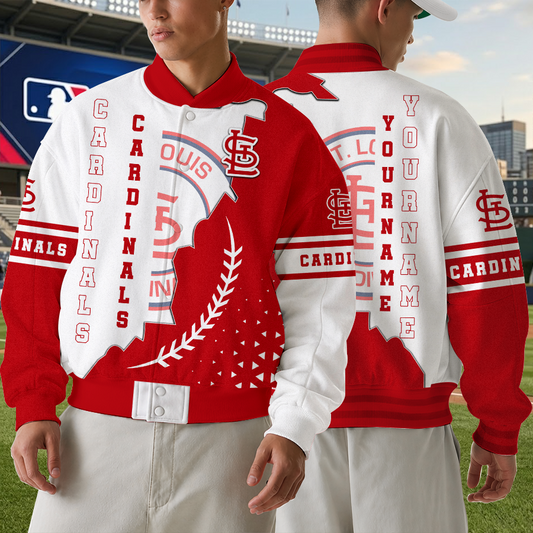 LIMITED EDITION - NEW CUSTOMIZED MLB24 SLC ST. LOUIS CARDINALS SATIN VARSITY & BASEBALL JACKET
