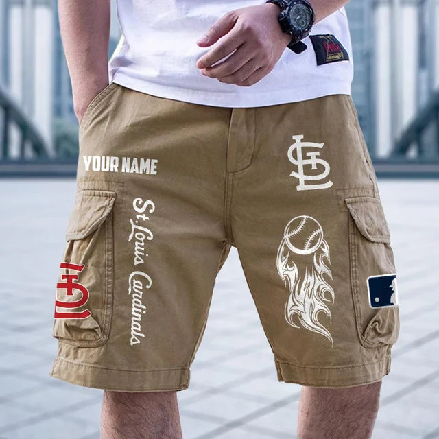 [FLASH SALE] NEW CUSTOMIZED MLB24 SLC ST. LOUIS CARDINALS MEN'S CARGO SHORTS