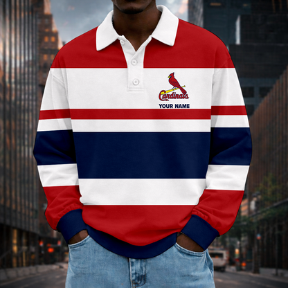 LIMITED EDITION - NEW CUSTOMIZED MLB24 SLC ST. LOUIS CARDINALS MEN LONG SLEEVE POLO