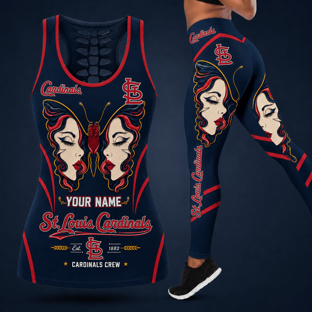 [FLASH SALE] NEW CUSTOMIZED MLB24 SLC ST. LOUIS CARDINALS HOLLOW TANK TOP & LEGGINGS SET