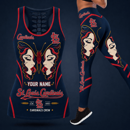 [FLASH SALE] NEW CUSTOMIZED MLB24 SLC ST. LOUIS CARDINALS HOLLOW TANK TOP & LEGGINGS SET