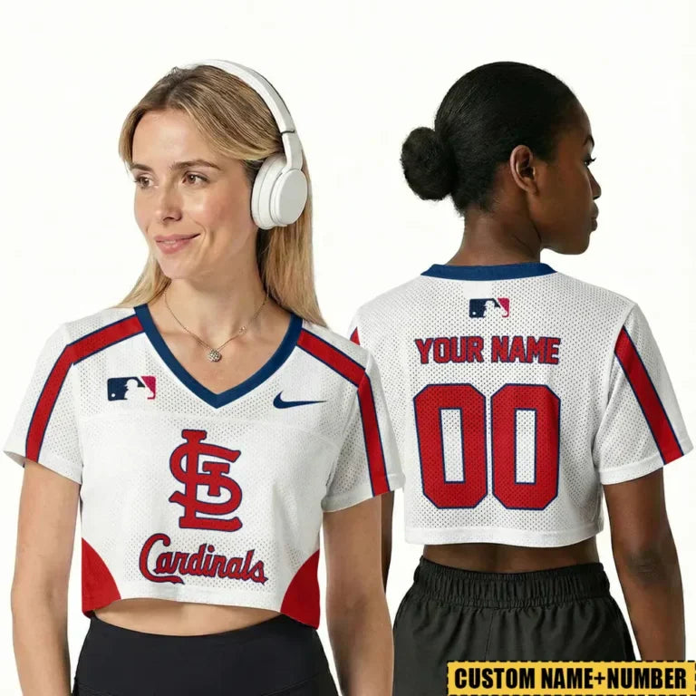 [FLASH SALE] NEW CUSTOMIZED MLB24 SLC ST. LOUIS CARDINALS V-NECK JERSEY CROP TOP