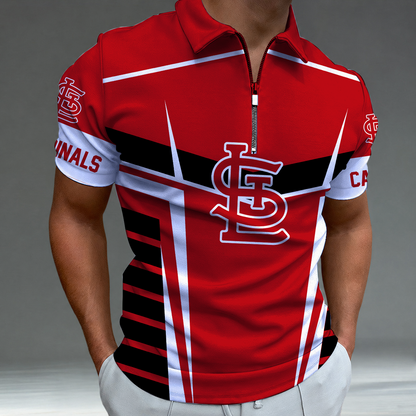LIMITED EDITION - NEW CUSTOMIZED MLB24 SLC ST. LOUIS CARDINALS ZIP POLO SHIRT