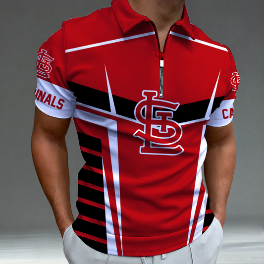 LIMITED EDITION - NEW CUSTOMIZED MLB24 SLC ST. LOUIS CARDINALS ZIP POLO SHIRT