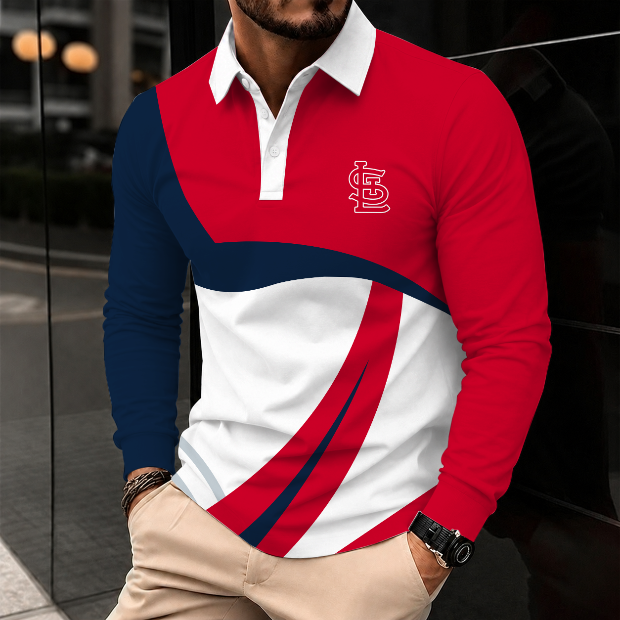 [FLASH SALE] NEW CUSTOMIZED MLB24 SLC ST. LOUIS CARDINALS MEN'S LONG SLEEVE POLO