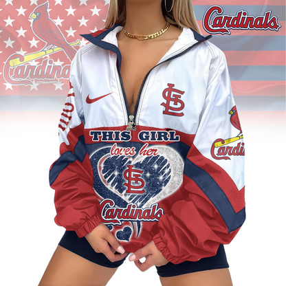 LIMITED EDITION - NEW CUSTOMIZED MLB24 SLC ST. LOUIS CARDINALS V-NECK ZIPPER SWEATSHIRT JACKET