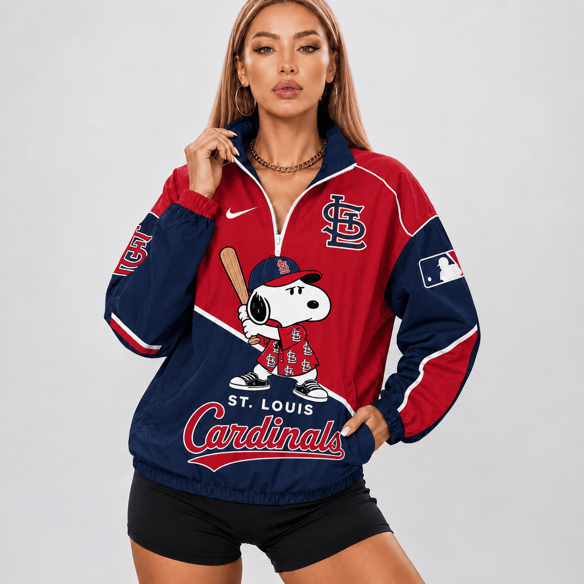 [FLASH SALE] NEW CUSTOMIZED MLB24 SLC ST. LOUIS CARDINALS V-NECK ZIPPER SWEATSHIRT JACKET