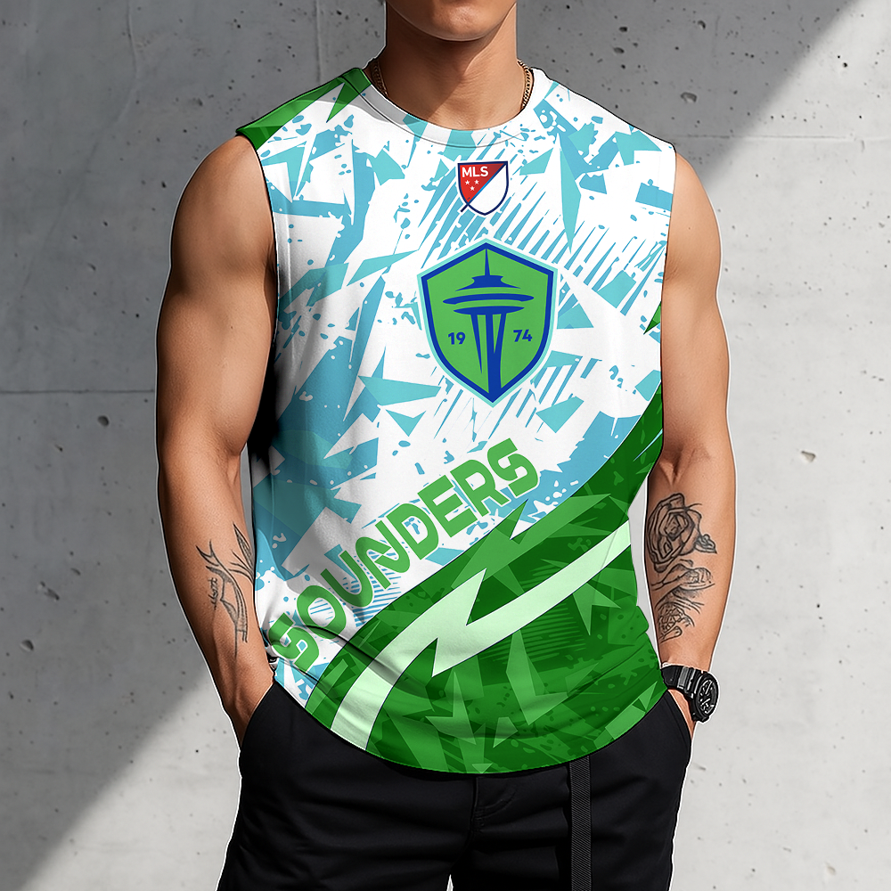 POPULAR NOW - NEW CUSTOMIZED MLS24 SSF SEATTLE SOUNDERS FC TANK TOP & GYM SHIRT
