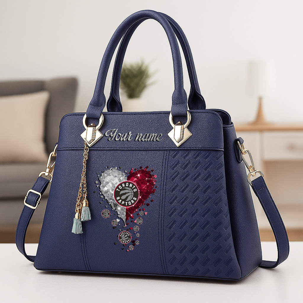 LIMITED EDITION - NEW CUSTOMIZED NBA24 TRA TORONTO RAPTORS ZIP HANDBAG MULTICOLOR
