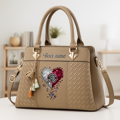 LIMITED EDITION - NEW CUSTOMIZED NBA24 TRA TORONTO RAPTORS ZIP HANDBAG MULTICOLOR