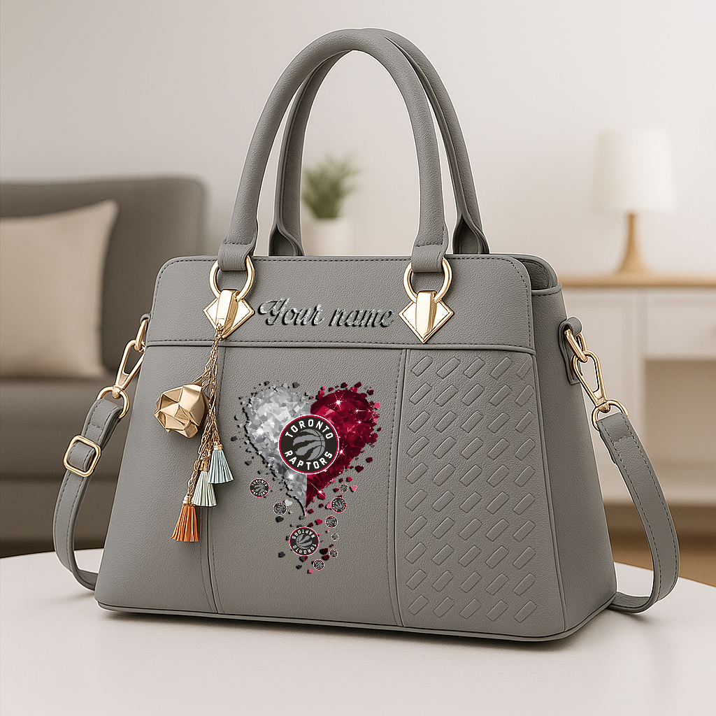 LIMITED EDITION - NEW CUSTOMIZED NBA24 TRA TORONTO RAPTORS ZIP HANDBAG MULTICOLOR