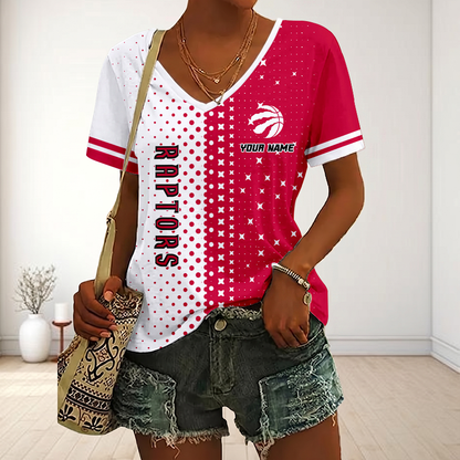 LIMITED EDITION - NEW CUSTOMIZED NBA24 TRA TORONTO RAPTORS V-NECK FEMALE SHIRT