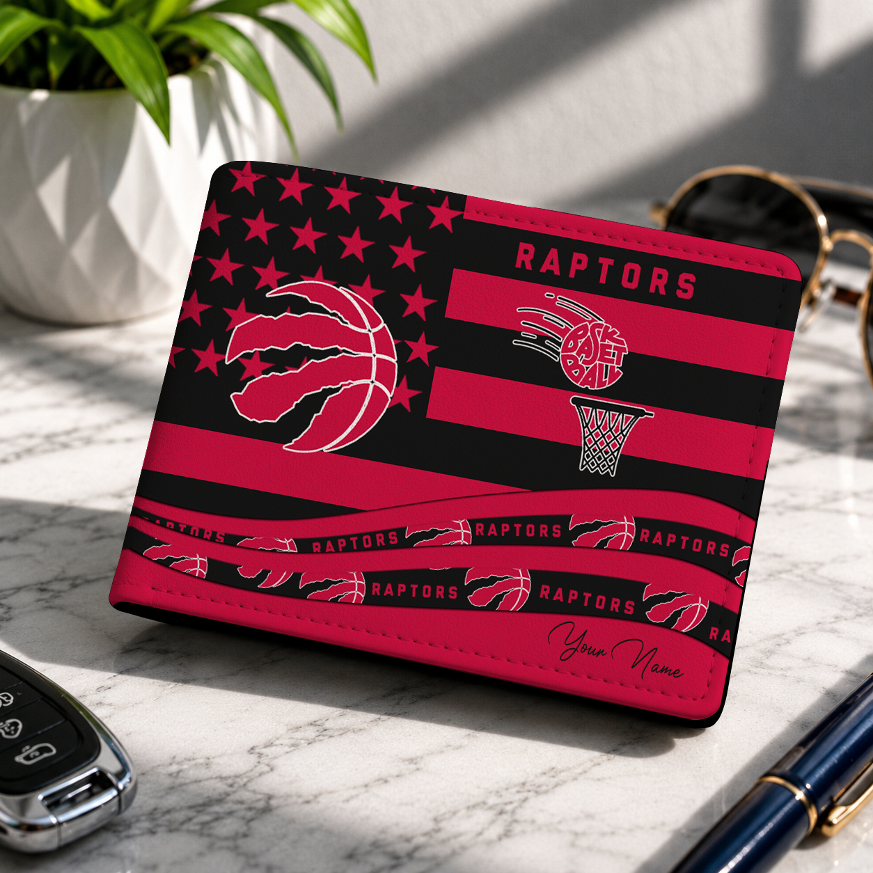 SPECIAL EDITION - NEW CUSTOMIZED NBA24 TRA TORONTO RAPTORS LEATHER WALLET