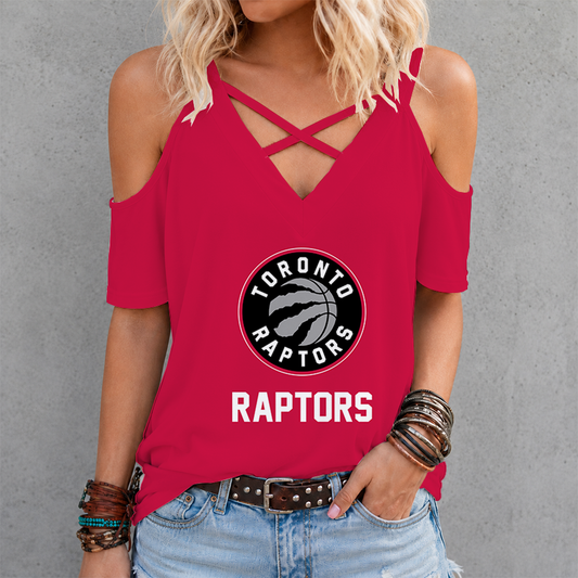 LIMITED EDITION - NEW CUSTOMIZED NBA24 TRA TORONTO RAPTORS CRISS CROSS V-NECK TOP