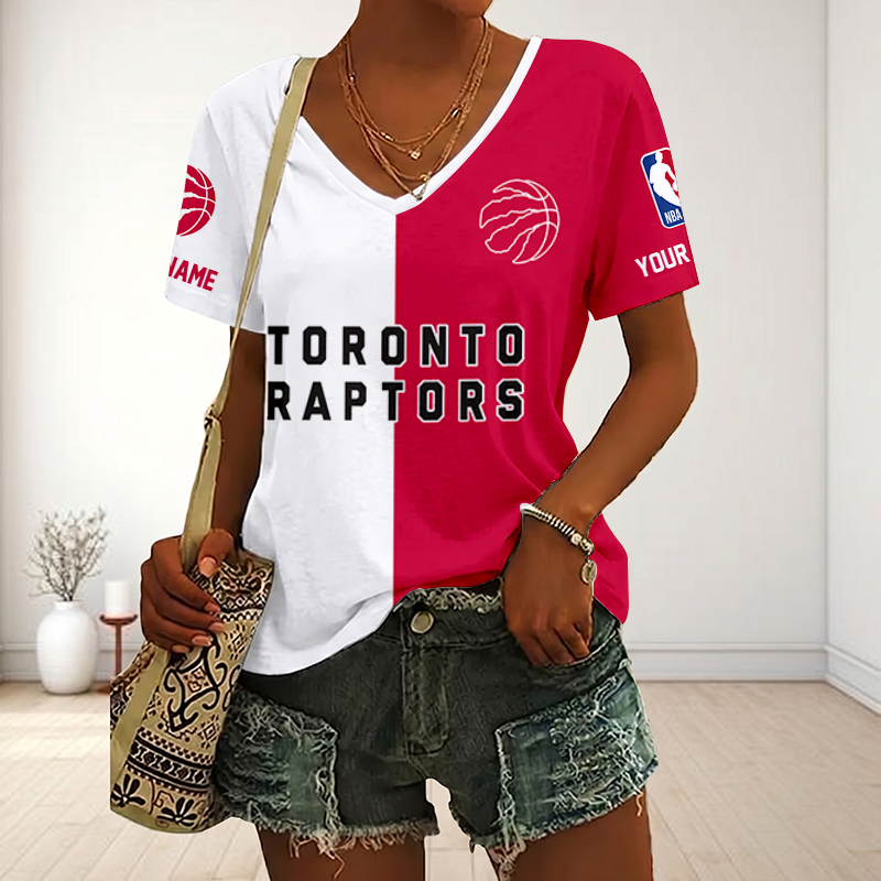 LIMITED EDITION - NEW CUSTOMIZED NBA24 TRA TORONTO RAPTORS V-NECK FEMALE SHIRT