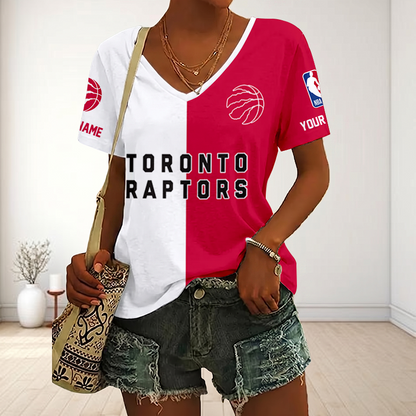 LIMITED EDITION - NEW CUSTOMIZED NBA24 TRA TORONTO RAPTORS V-NECK FEMALE SHIRT