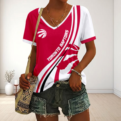 LIMITED EDITION - NEW CUSTOMIZED NBA24 TRA TORONTO RAPTORS V-NECK FEMALE SHIRT
