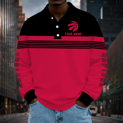 ELITE EDITION - NEW CUSTOMIZED NBA24 TRA TORONTO RAPTORS MEN LONG SLEEVE POLO