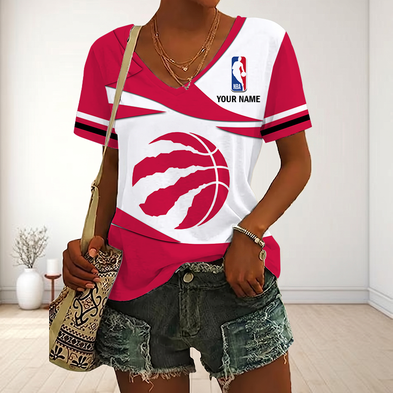 LIMITED EDITION - NEW CUSTOMIZED NBA24 TRA TORONTO RAPTORS V-NECK FEMALE SHIRT
