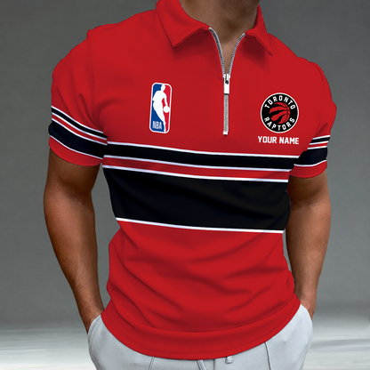 [HOT DEAL] NEW CUSTOMIZED NBA24 TRA TORONTO RAPTORS ZIP POLO SHIRT