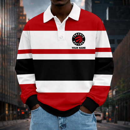 LIMITED EDITION - NEW CUSTOMIZED NBA24 TRA TR RAPTORS MEN LONG SLEEVE POLO