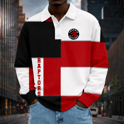 LIMITED EDITION - NEW CUSTOMIZED NBA24 TRA TORONTO RAPTORS MEN LONG SLEEVE POLO