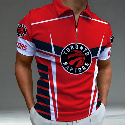 [HOT DEAL] NEW CUSTOMIZED NBA24 TRA TORONTO RAPTORS ZIP POLO SHIRT