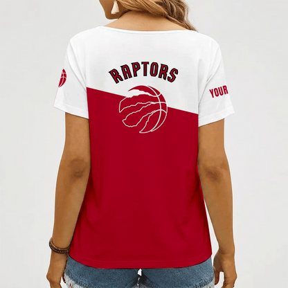 [HOT DEAL] NEW CUSTOMIZED NBA24 TRA TORONTO RAPTORS V-NECK FEMALE SHIRT