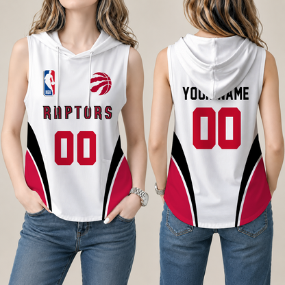 [HOT DEAL] NEW CUSTOMIZED NBA24 TRA TORONTO RAPTORS  WOMEN'S SLEEVELESS HOODED POCKET TANK TOP