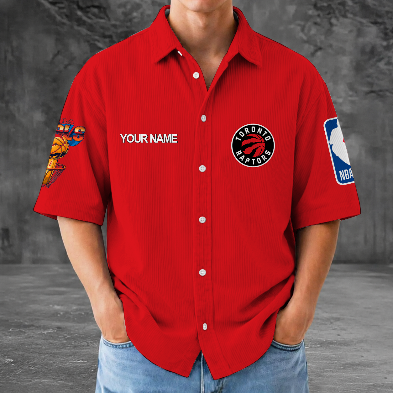 [HOT DEAL] NEW CUSTOMIZED NBA24 TRA TORONTO RAPTORS SEERSUCKER BUTTON SHIRT
