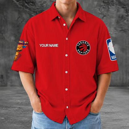 [HOT DEAL] NEW CUSTOMIZED NBA24 TRA TORONTO RAPTORS SEERSUCKER BUTTON SHIRT