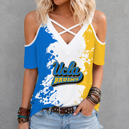 [FAN FAVORITE] NEW CUSTOMIZED NCAA CWS24 UCB UCLA BRUINS CRISS CROSS V-NECK TOP