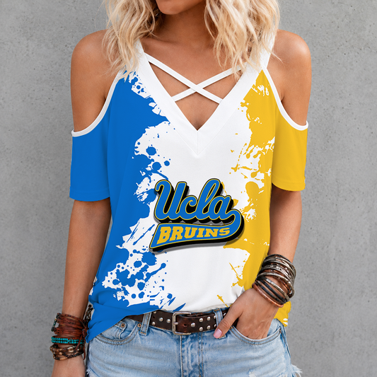 [FAN FAVORITE] NEW CUSTOMIZED NCAA CWS24 UCB UCLA BRUINS CRISS CROSS V-NECK TOP