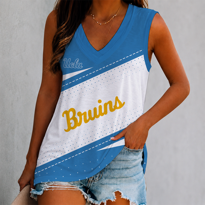 VIRAL EDITION - NEW CUSTOMIZED NCAA CWS24 UCB UCLA BRUINS WOMEN'S V-NECK TANK TOP