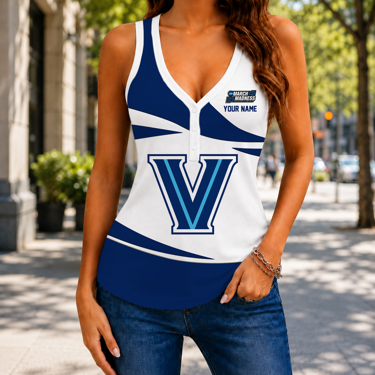 LIMITED EDITION - NEW CUSTOMIZED NCAA MAM24 VIW VILLANOVA WILDCATS WOMEN'S V-NECK TANK TOP