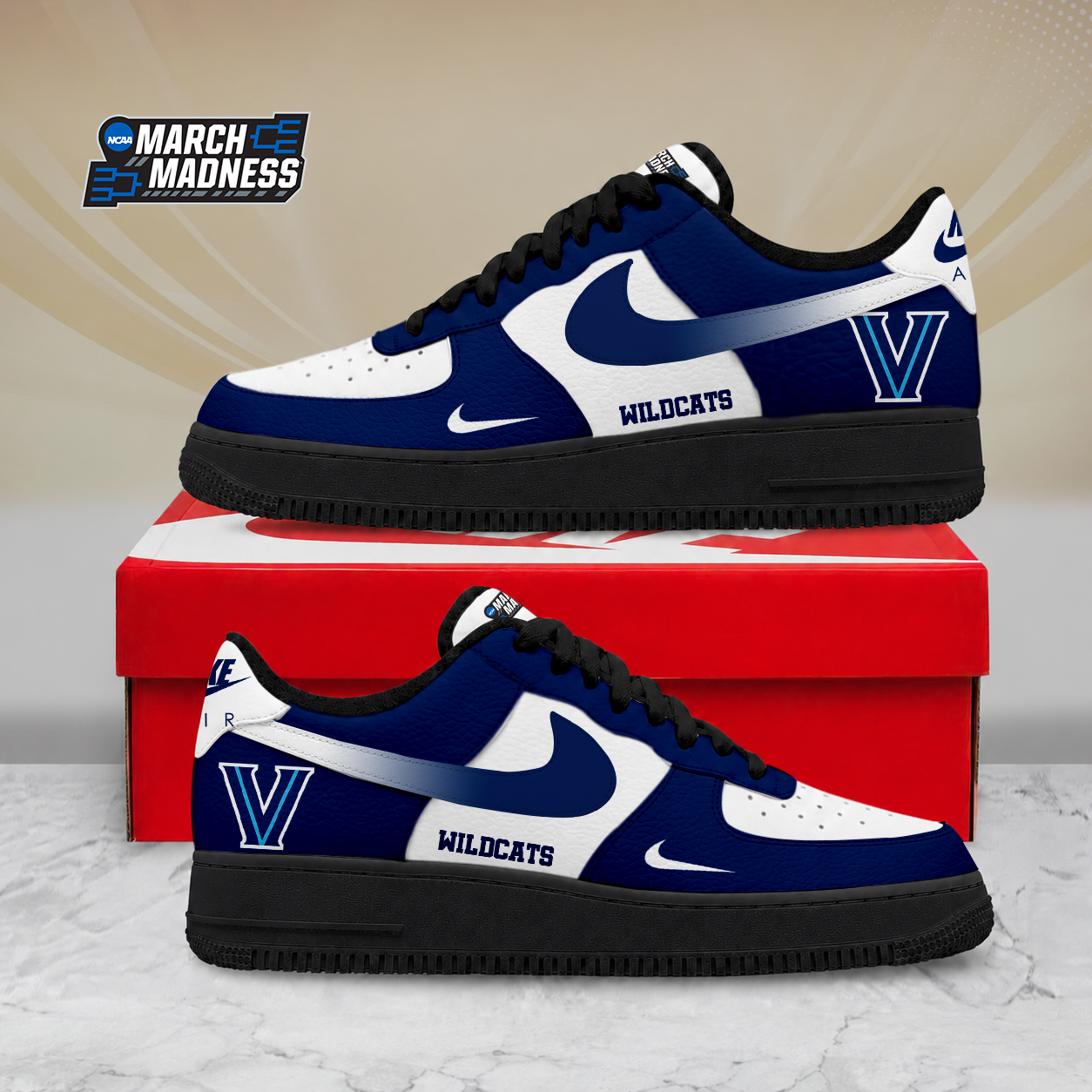 SPECIAL EDITION - NEW CUSTOMIZED NCAA MAM24 VIW VILLANOVA WILDCATS AF1 SHOES