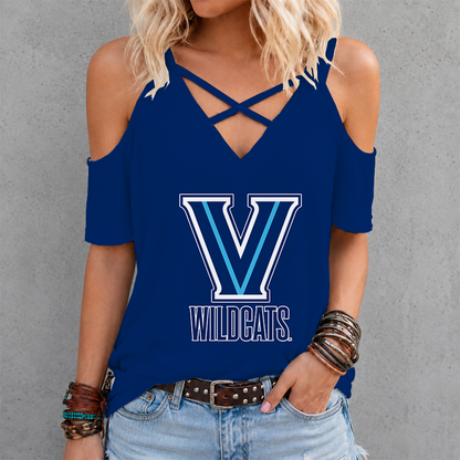[FAN FAVORITE] NEW CUSTOMIZED NCAA MAM24 VIW VILLANOVA WILDCATS CRISS CROSS V-NECK TOP