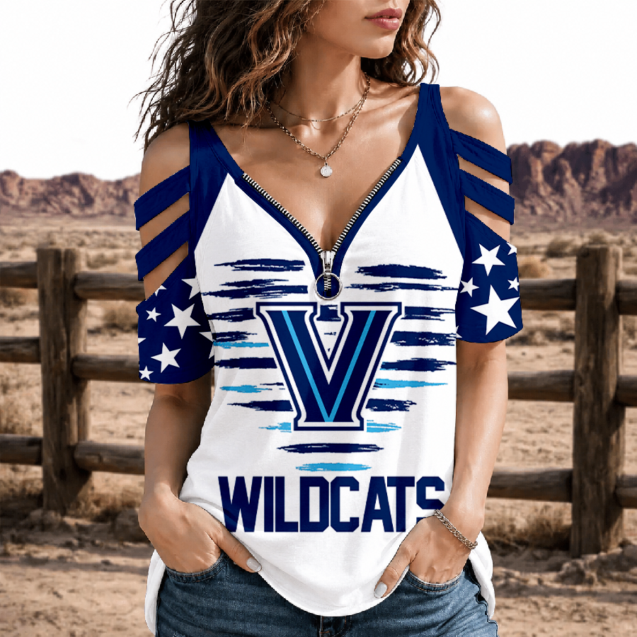 [FAN FAVORITE] NEW CUSTOMIZED NCAA MAM24 VIW VILLANOVA WILDCATS STRAPPY COLD-SHOULDER TOP