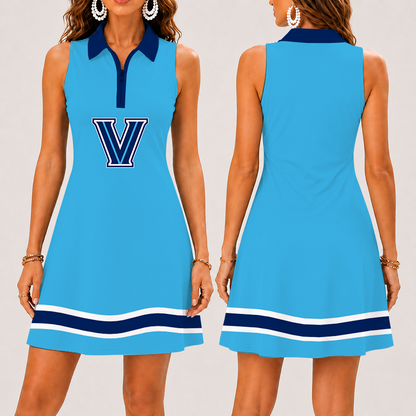 [FAN FAVORITE] NEW CUSTOMIZED NCAA MAM24 VIW VILLANOVA WILDCATS STRAPPY WOMEN'S ZIP SLEEVELESS POLO DRESS