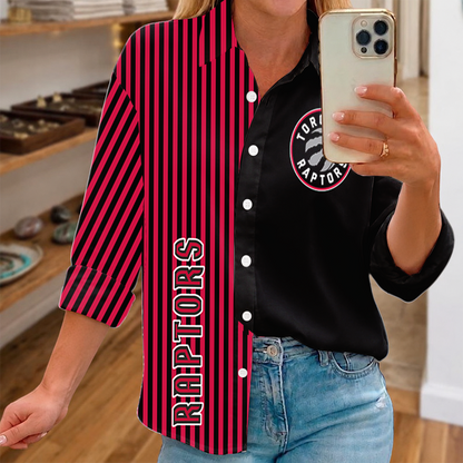 LIMITED EDITION - NEW CUSTOMIZED NBA24 TRA TORONTO RAPTORS WOMEN CASUAL SHIRT FOR FAN